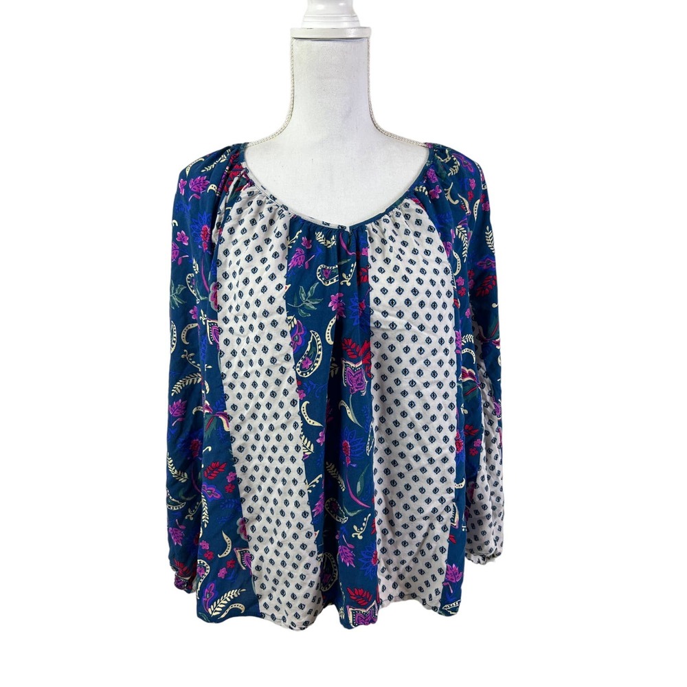 Andree by Unit flowy  boho Blouse Top plus‎ size 1X tie back
